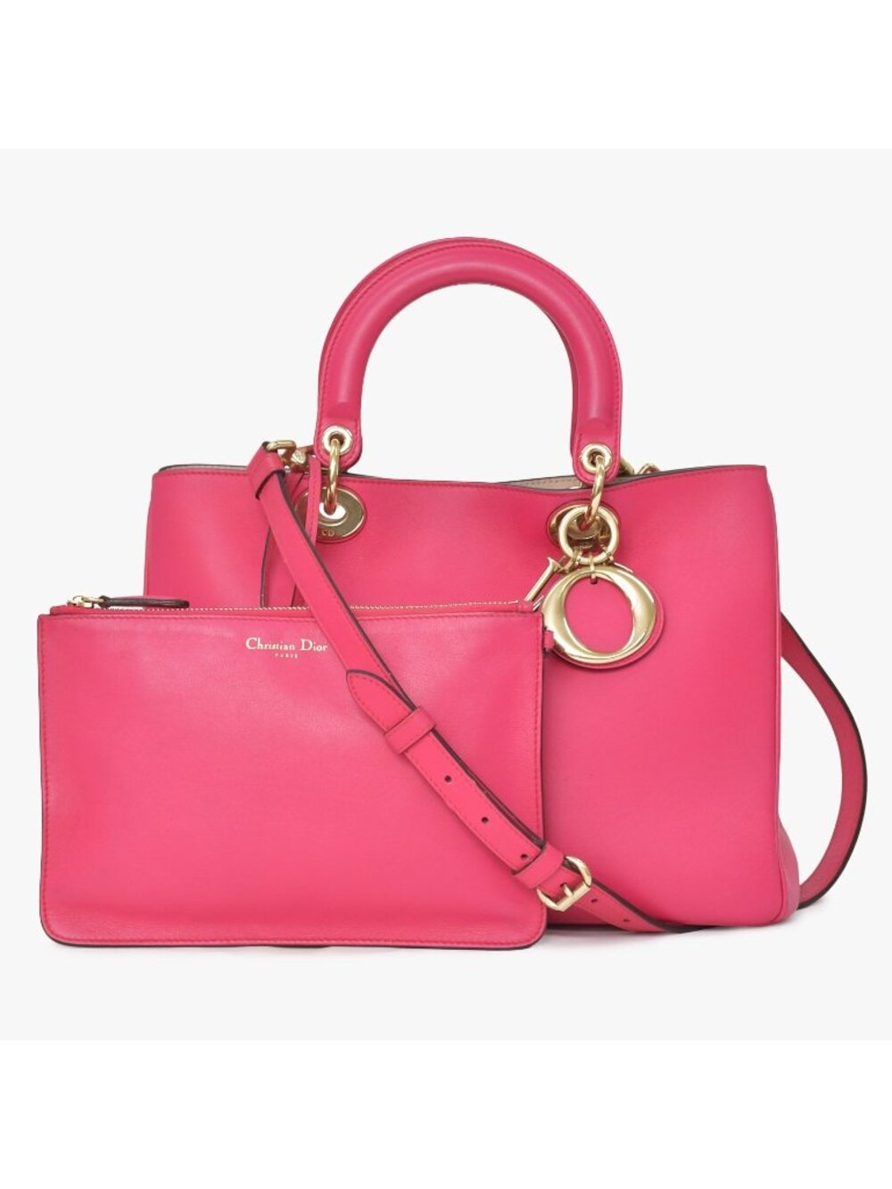 Dior Diorissimo 2-Way Handbag Pink Leather Gold